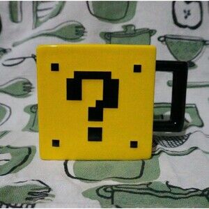 Super Mario Brothers unique yellow cube with a question mark mug from Think Geek